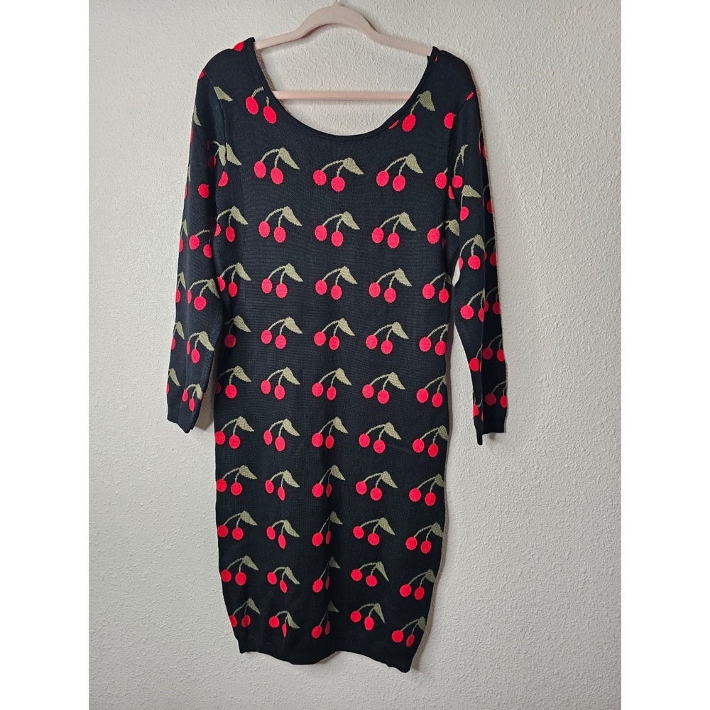 Curvy Girl Ashley Stewart Black Cherry Knit Sweater Dress 2X Long Sleeve NWT